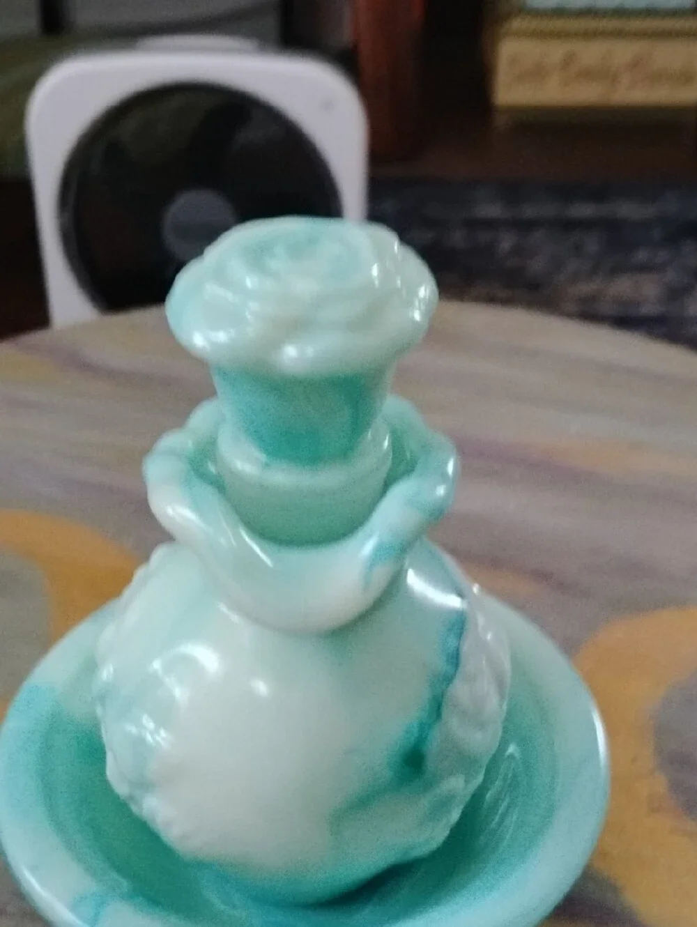 Avon Aqua and White Ceramic Pitcher with Basin